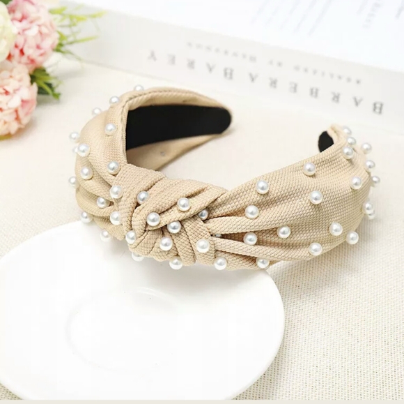 None Accessories - 💓Embellished turban pearl headband